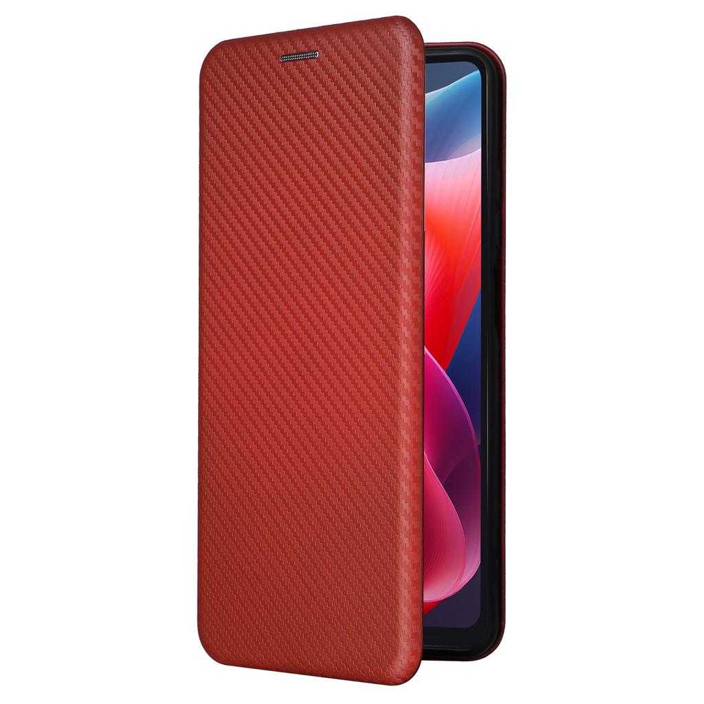 Pro Motorola Moto E14 4G/G04 4G/G04s 4G/G24 4G Pouzdro Kožená Textura Uhlíkových Vláken Magnetický Ochranný Kryt na Telefon