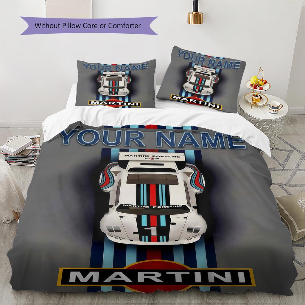Custom Name Martini Racing Bedding,Quilt Set Quilt Cover Pillowcase Home Birthday Gift(1 * duvet cover + 2 * pillowcase, without core) -HE77