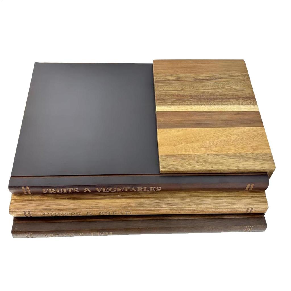 Cutting Boards for Kitchen 3 Pieces Book Shaped Thickened Supplies Chopping Boards for Kitchen for Cheese Meat Vegetables Home