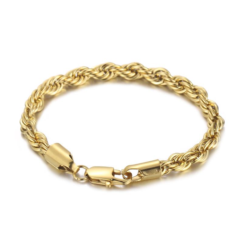 European and American Titanium Steel Jewelry 18K Gold Dual -color Twist Chain Men's and Women's Universal Stainless Steel Bracelet Gandal Jewelry