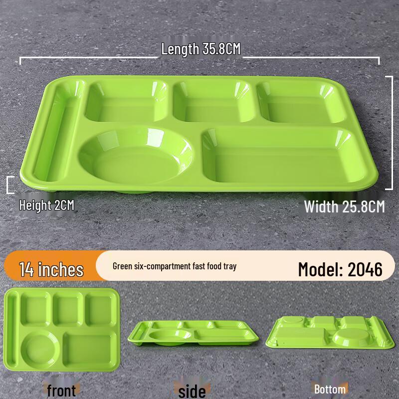 Wuhe Commercial Melamine 6-Compartment Fast Food Tray