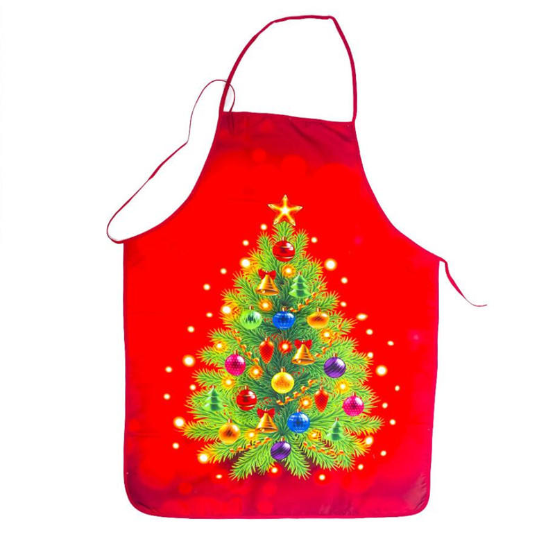 New-Year Snowman Pattern Christmas Apron Home Cooking Kitchen Decoration Apron Adult Antifouling Christmas Decorations