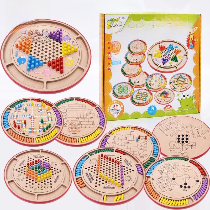 Wooden Educational Puzzle Board With Multiple Chess Games For Kids Development And Fun