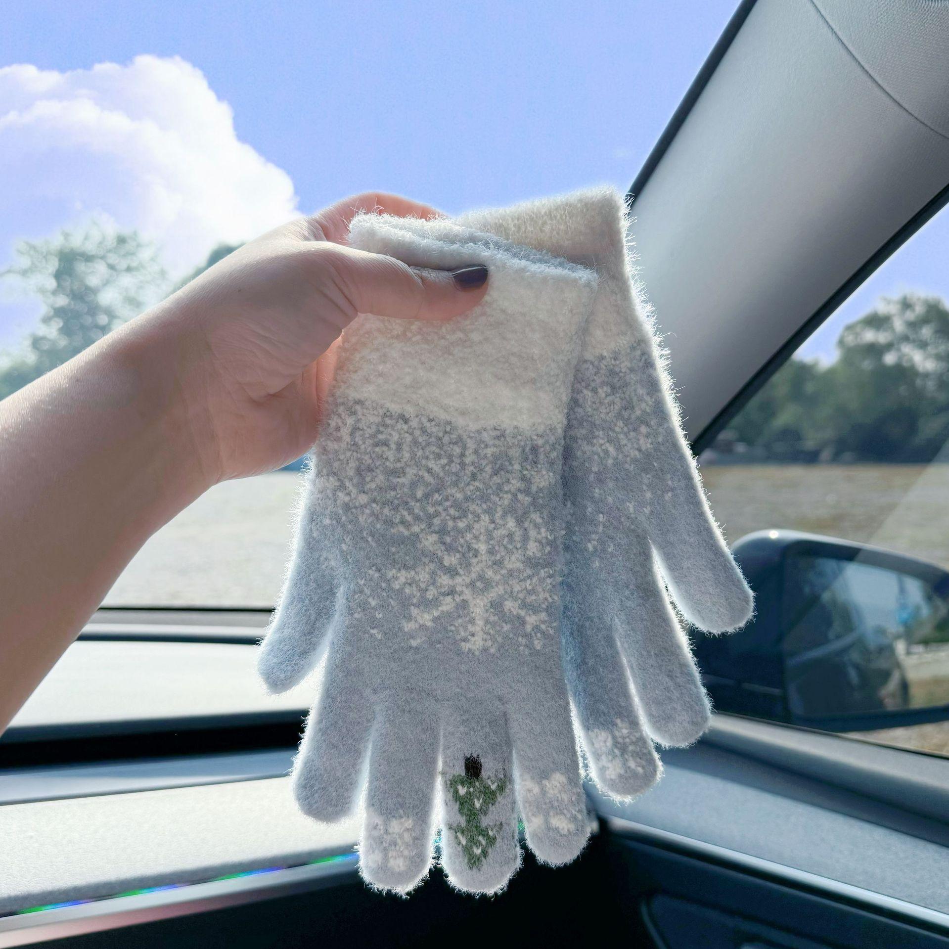 

Gloves cute female Christmas dew finger winter festival touch screen thickened warm knitted plush cold and windproof cycling man One Size синій