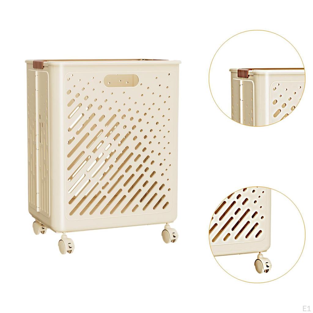 Dirty Clothes Basket Bathroom Laundry Rolling Wheeled Storage Organization Rack for