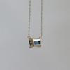 London Blue Topaz K10YG Rectangle Necklace for Women [cui-cui]