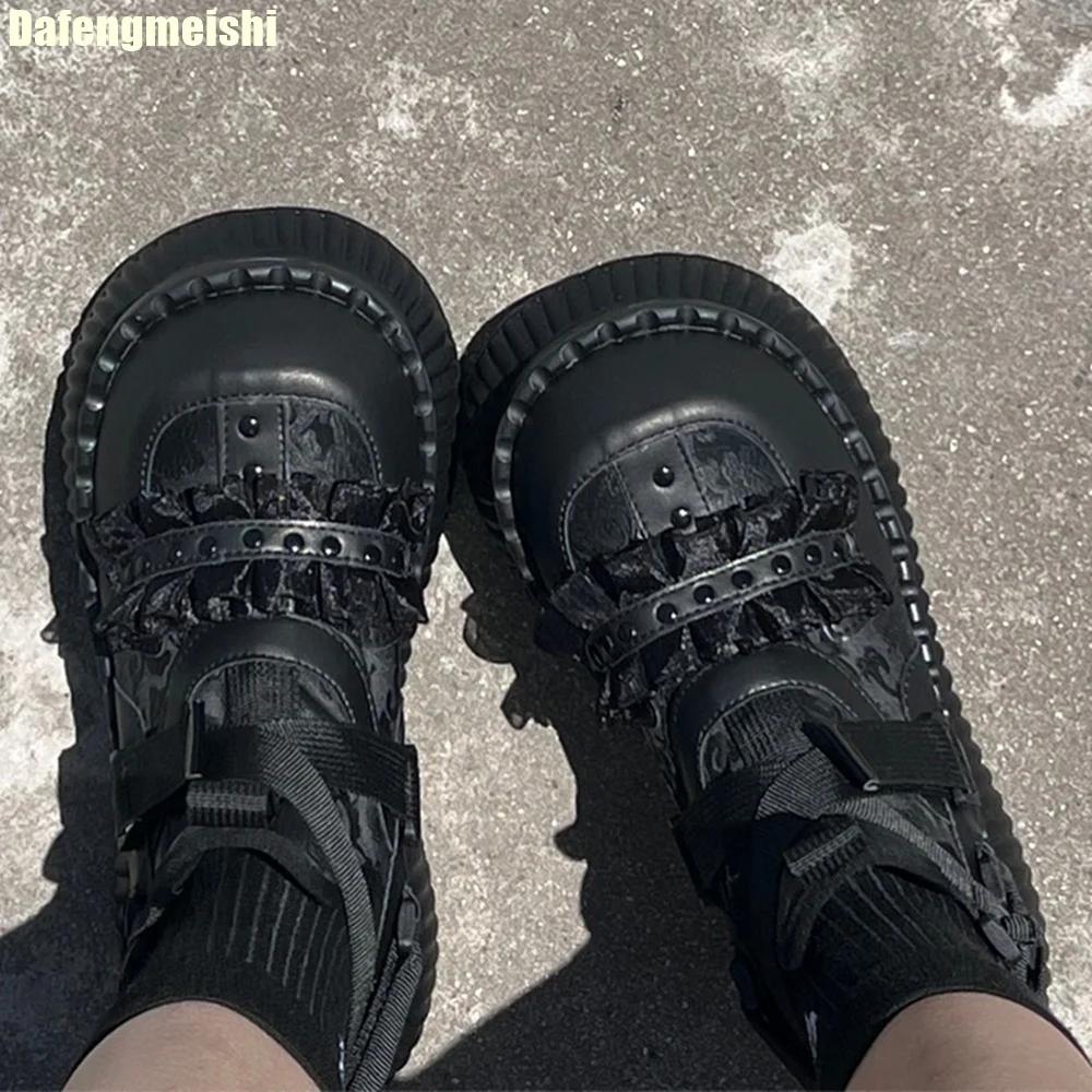 Gothic Punk Style Ankle Boots 8Cm Thick-Soled Short Boots for Women 2025 New Rock High-Top Shoes Sweet Cool Big-Headed Shoes