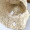 Small Daisy Flower Straw Hat Female Spring and Summer Travel Beach Sun Hat Vacation Bucket Hat