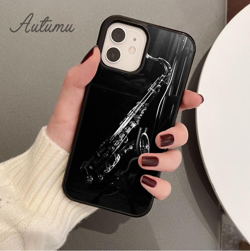 Saxophone Watercolor Art Phone Case for iPhone 11 12 13 14 Pro Max Mini X XR XS SE 2020 6S 7 8 Plus Samsung Galaxy S21 S22 Cover