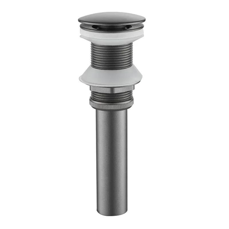Copper Drains Gun Gray Wash Basin Push Down Pop Up Drainer Basin Drain Waste Stopper Spring Push Overflow Gravity Flushing