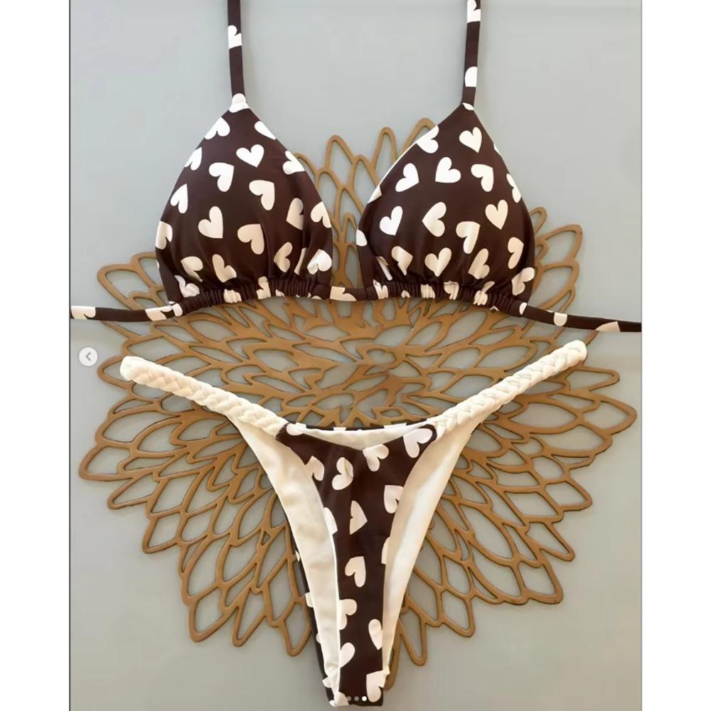 Sexy Leopard Print Patchwork Halter Bikini Set New Swimwear Women's Swimsuit Beachwear Lacing Up Bathing Suit