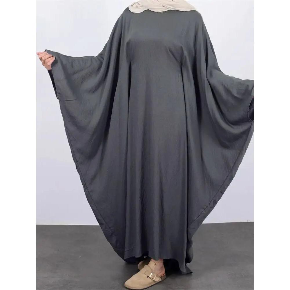 Ramadan Eid Weiche Crepe Khimar Batwing Abaya Dubai Islam Muslim Modest Afrikanische Kleider für Frauen Kaftan Kebaya Robe Femme Musulma