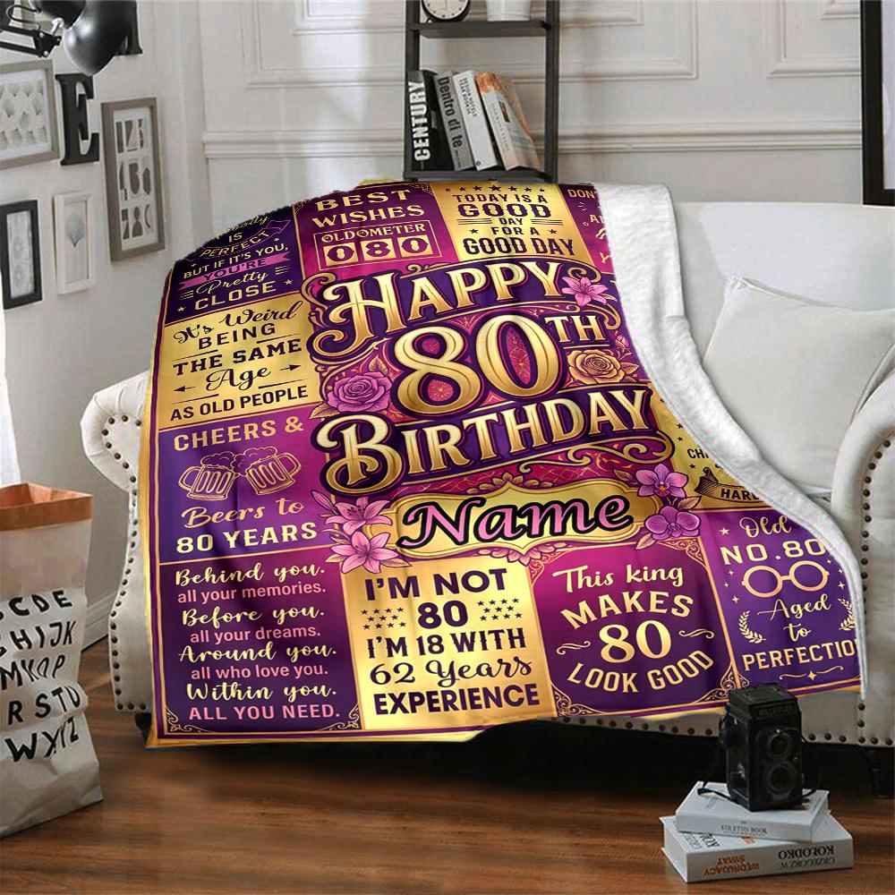 Happy 80Th Birthday Throw Blanket Soft Cozy Perfect For Sofa Couch Office Bed Picnics For All Occasions Cozy Home Lovers Unique Gift For Family And