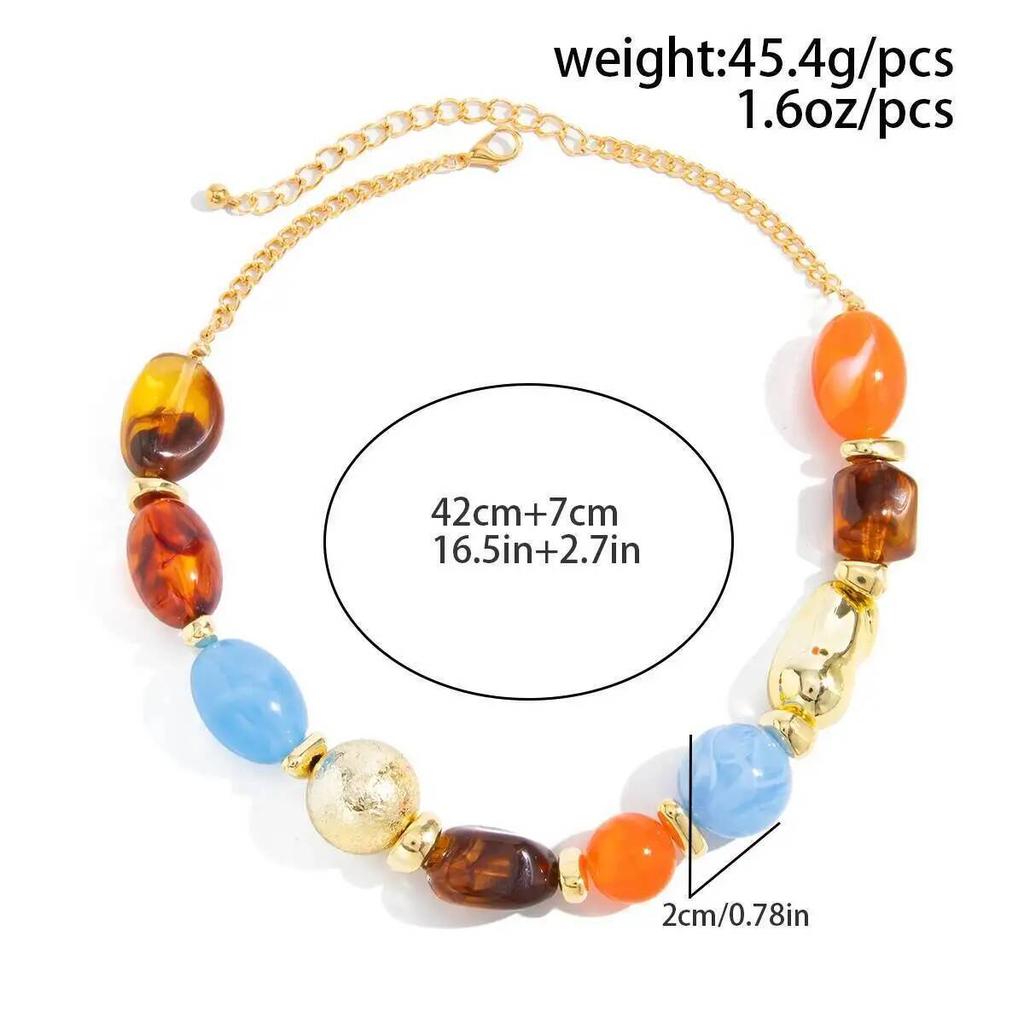 SHIXIN Bohemian Summer New Colored Resin Beaded Beaded Chokers Necklaces Women Vintage Elegant Adjustable Clavicle Chain Jewelry