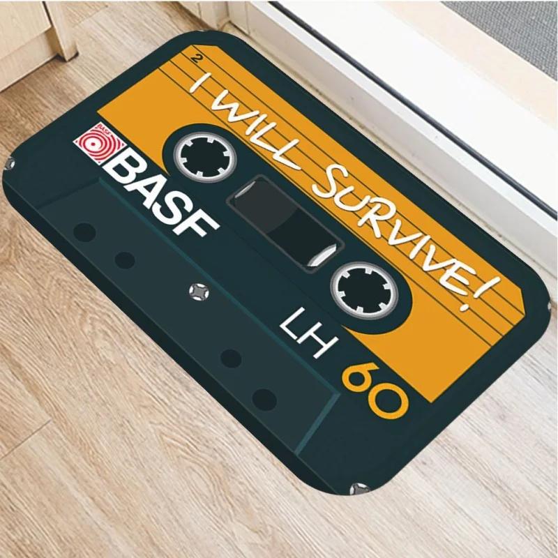 Retro Music Tape Pattern Doormat Home Decor Anti-slip Carpets Kitchen Bedroom Entrance Soft Floor Mat Washable Foot Mats