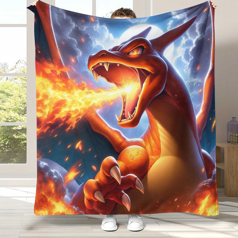 

Charizard Charmander Pokemon Flannel Blanket,Ultra Soft Warm Plush Throw for Home Bedroom Bed Sofa Cover Office Camping Picnic 75x90cm