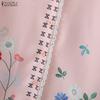 ZANZEA Women Casual Round Neck Loose Short Sleeve Floral Blouse