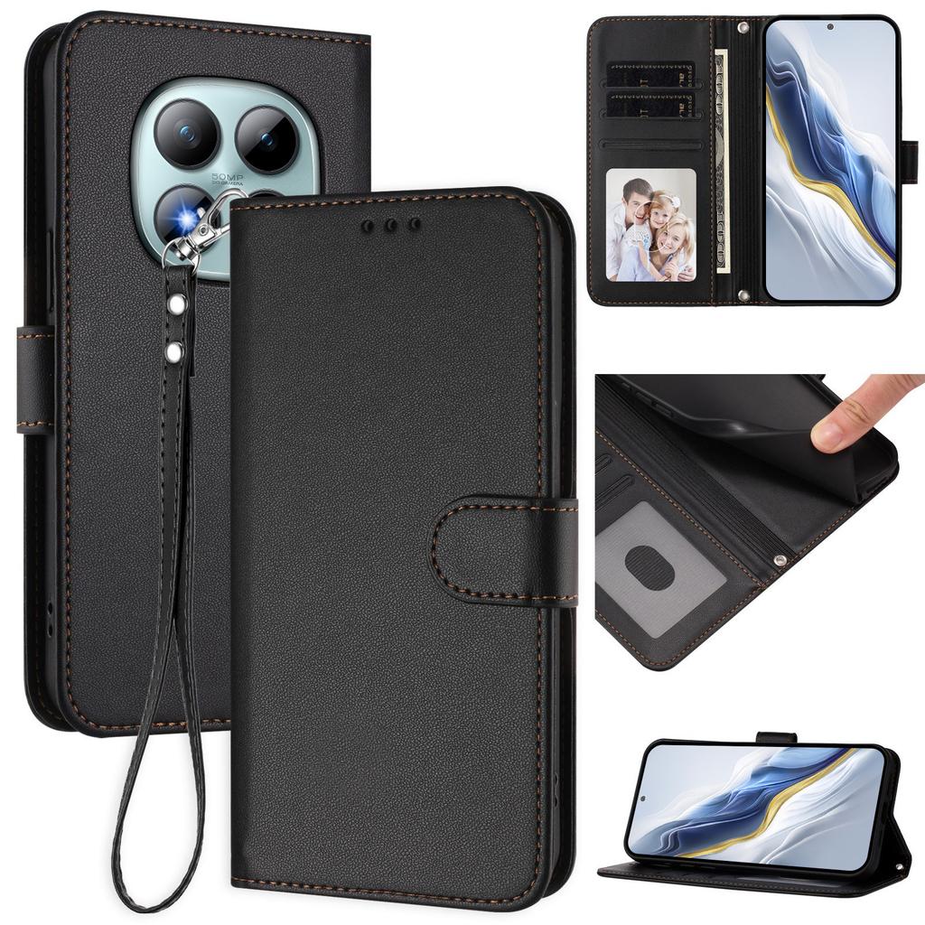 For Xiaomi Redmi Note 15 Pro+ 5G Leather Case Wallet Stand Phone Cover with Wrist Strap