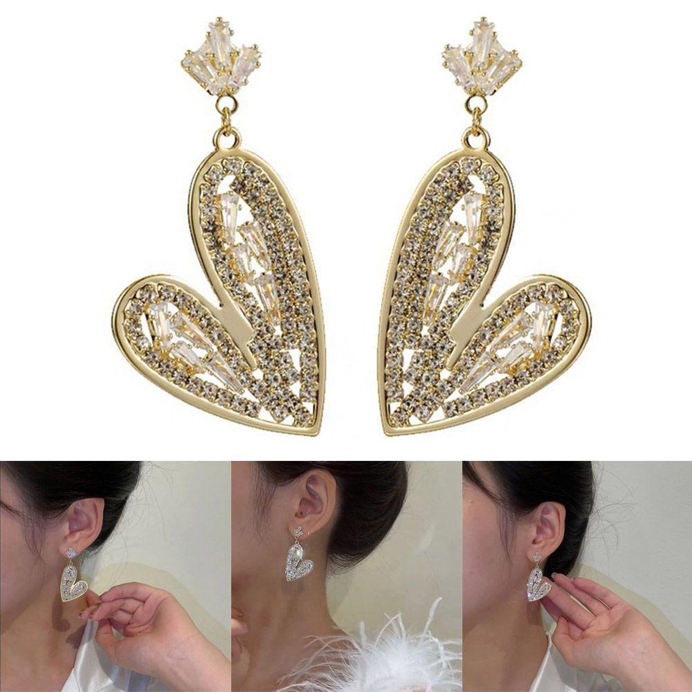 

Винтажный хрустальный подвесной капля для женщин Heart Dangler Jewelry Earrinigs