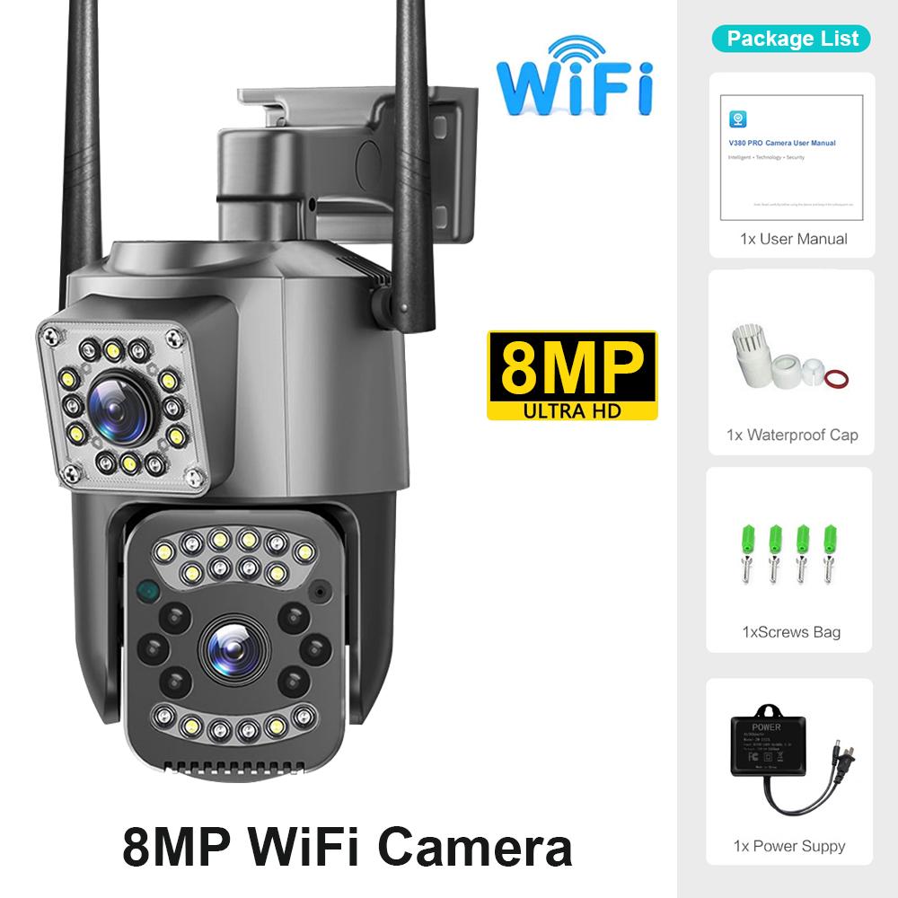 

V380 PRO 4K 8MP Двооб єктивна WiFi IP-камера Нічне бачення AI Детекція людей PTZ Зовнішня Відеокамера Бездротова V380 Pro CCTV Захист Безпеки 8MP No Card