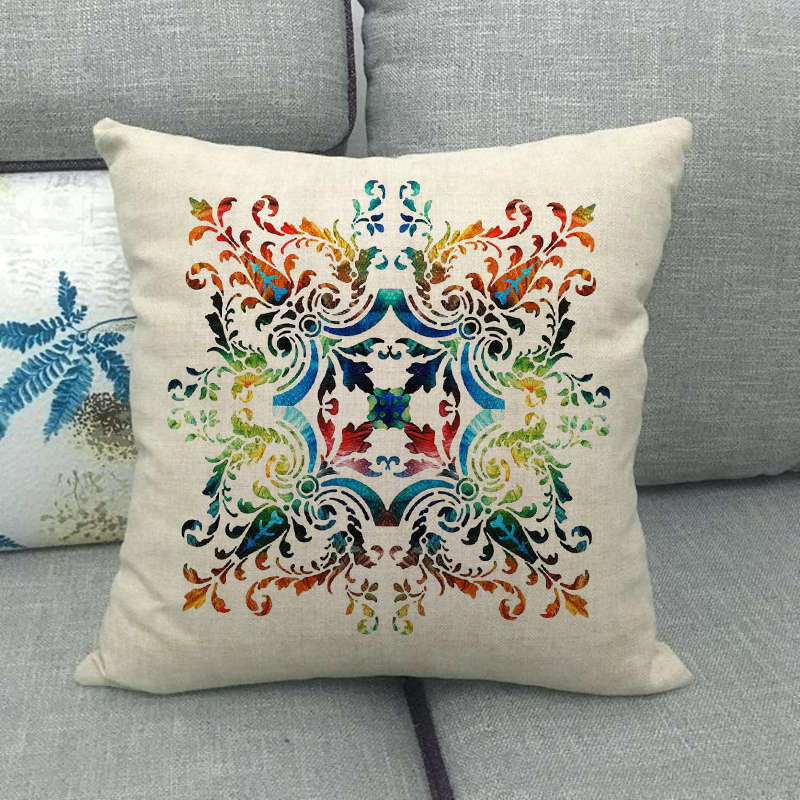 Bohemian Geometric Patterns Digital Printing Short Plush Pillow Covers For Car Sofa Office Cushion Cover Home Goods