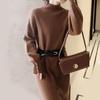 Knitted semi-turtleneck sweater dress autumn and winter temperament Muse fan high-end feeling with coat with bottom skirt