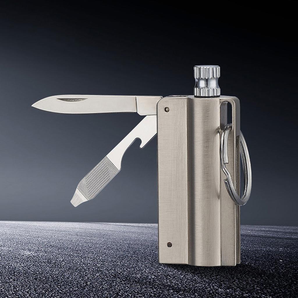 Outdoor Portable Lighter Bottle Keychain With Containing Cotton Core