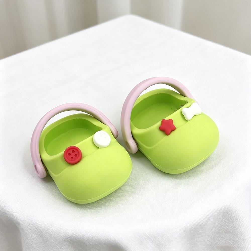 

1 Pair Mini Doll Big Head Shoe Round Toe Cotton Doll Slippers Silicone Mini Slippers Children Toys зелёный