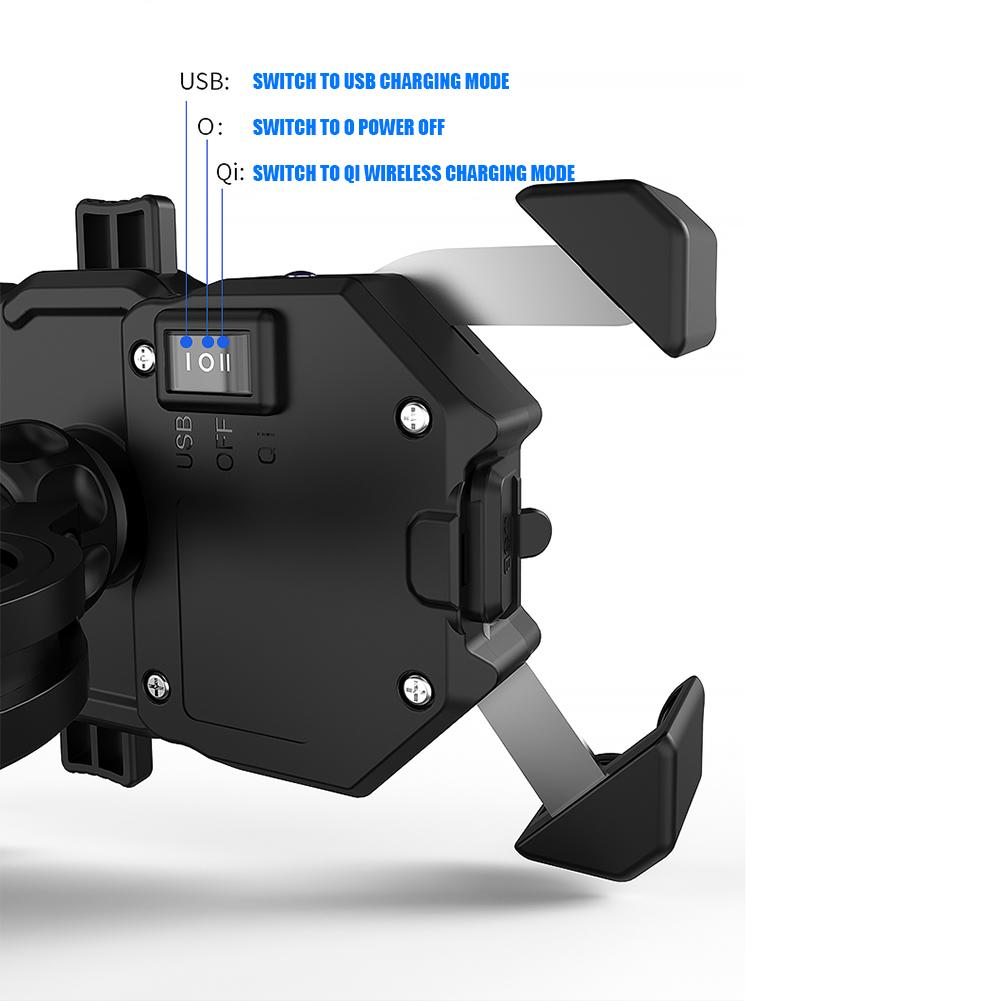 Phone Holder 15W Wireless + 3.0 USB Charger Cell Phone GPS Mount for Outdoor Sightseeing Motorcycle Phone Decoration