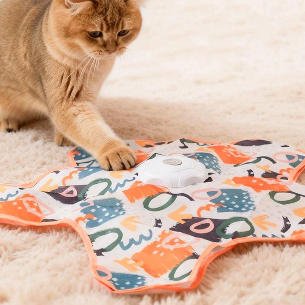 Built-in Feathers Interactive Cat Toy Auto-Rotating Disc Automatic Cat Teaser Pet Play