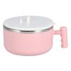 Stainless Steel Noodle Bowl Set Food Storage Container Portable Soup Snack Bowl with Lid(Pink Tableware )