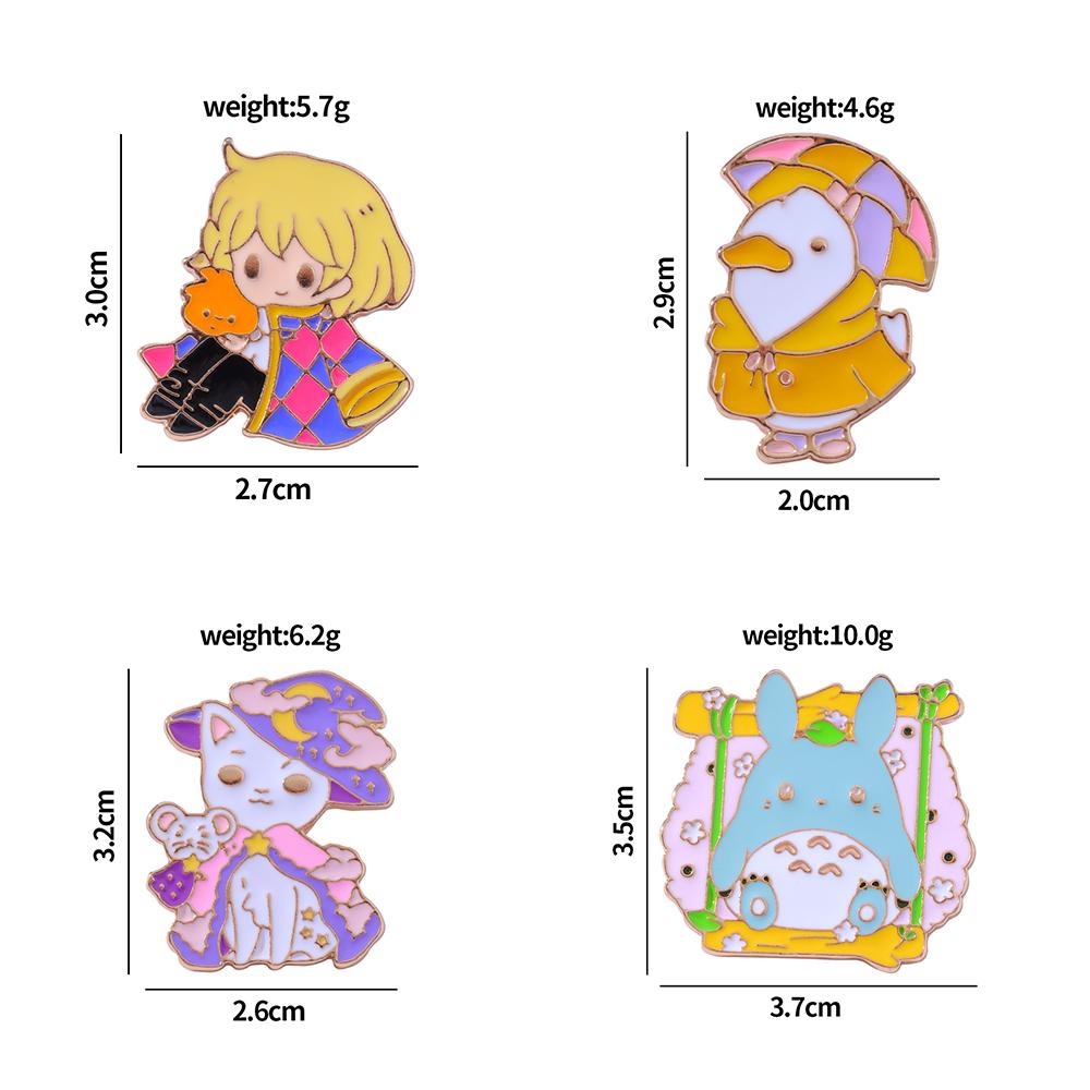 Lustige Niedliche Anime Schwarz Weiß Farben Hexe Katze Emaille Anstecknadeln Maus Mond Umhang Magie Rosa Halloween Goldene Pins