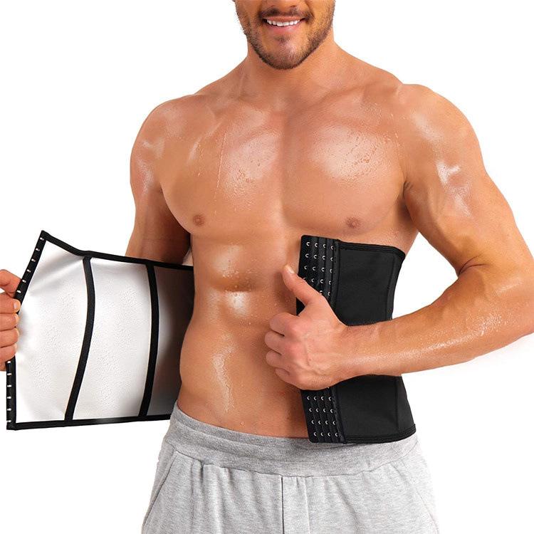 Men's Sports Fitness Waist Trainer - Extreme Sweat Abdominal Binder with Boned Hook and Eye Tummy Control Belt