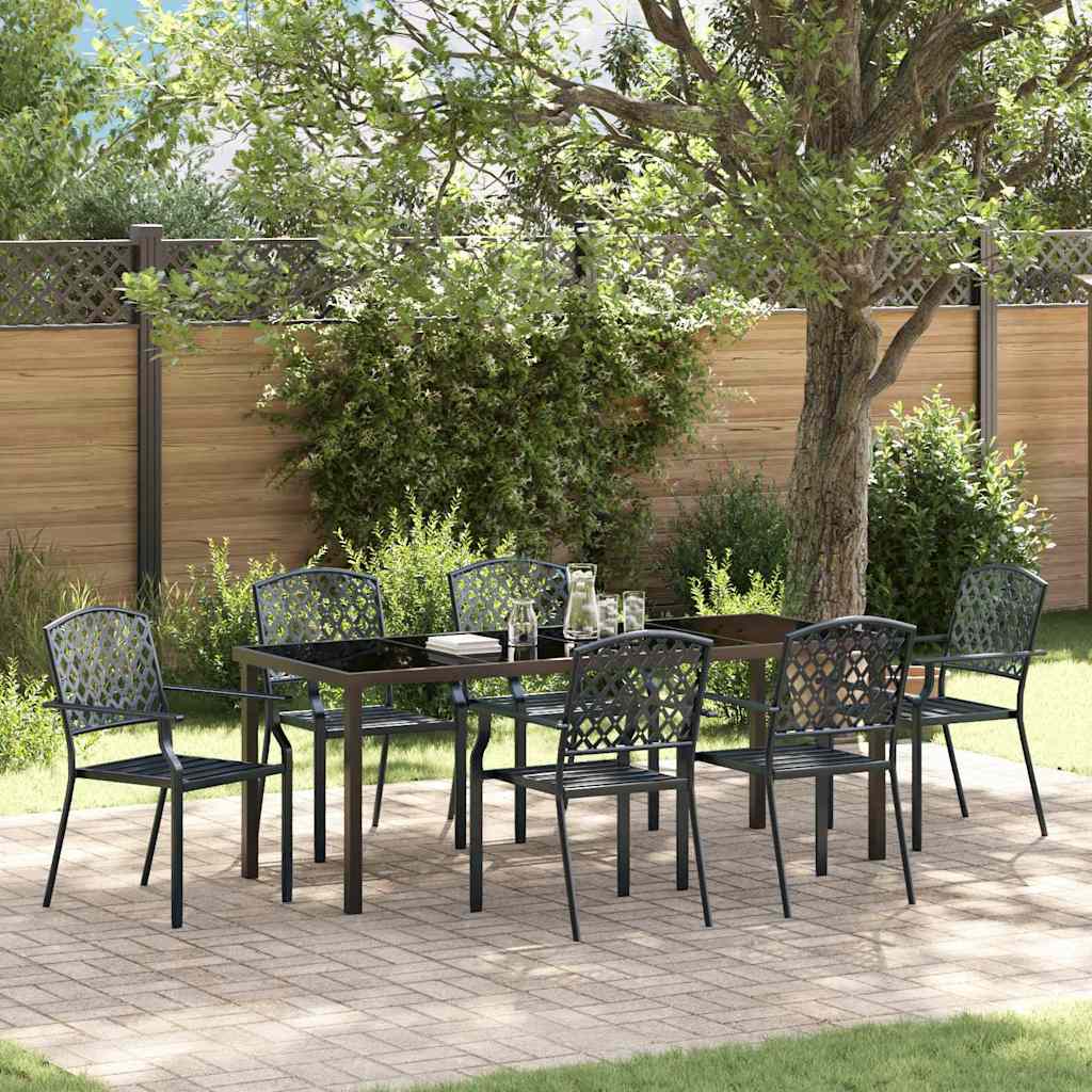 Outdoor Dining Set 7 pcs Anthracite Powder Coated Steel