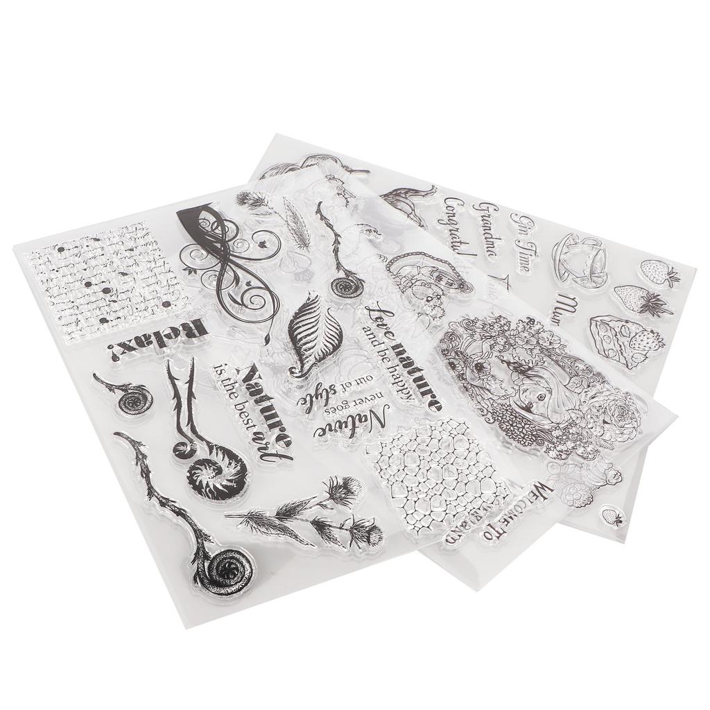 3Pcs Transparent Stamp TPR Assorted Styles Skin Friendly Easy to Use Clear Stamp for Card Making Scrapbooking