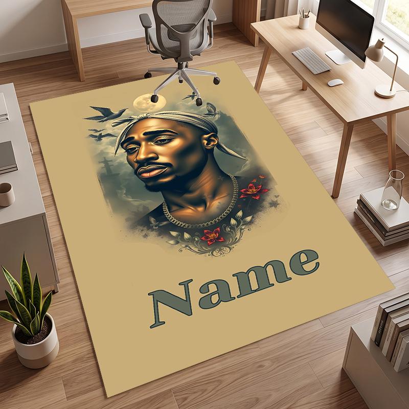 Tupac (1) Personalized Name Office Carpet Stylish Decor for Living Room Bedroom Kitchen