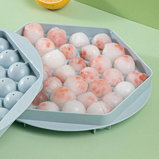 Sphere Ice Cube Tray with Lid BPA-Free Plastic Mold for Whiskey Cocktails Easy-Release Leak-Proof Space-Saving Ice Maker for Home Bar Party