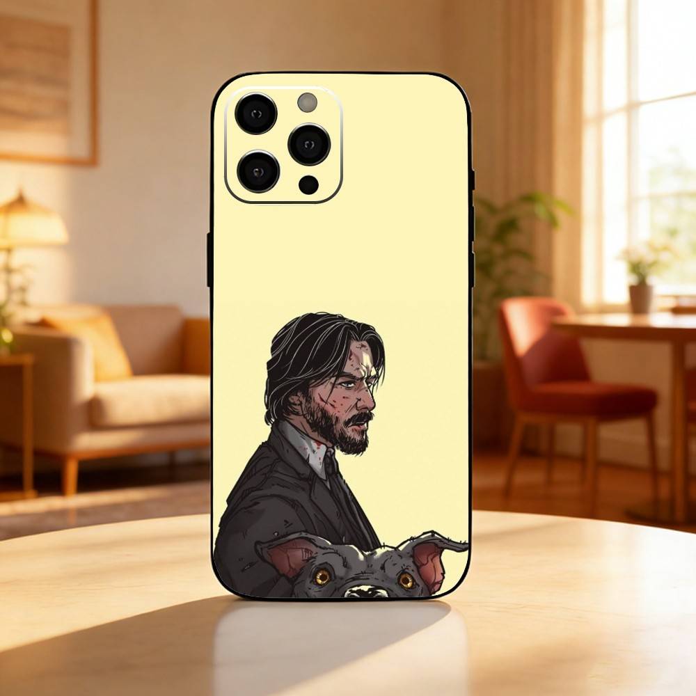 Cool Movie J-John W-Wick Phone Case For iPhone17,16,15,14,13,12 Plus,Max Soft Silicone Black Cover
