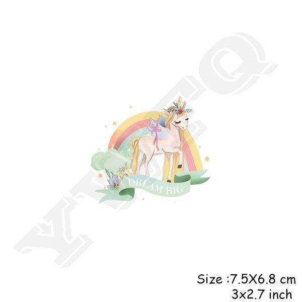 Curcubeu Unicorn Calcat Autocolant Insigna Animal Patch DIY Haine Decor Transfer de Caldura Applique