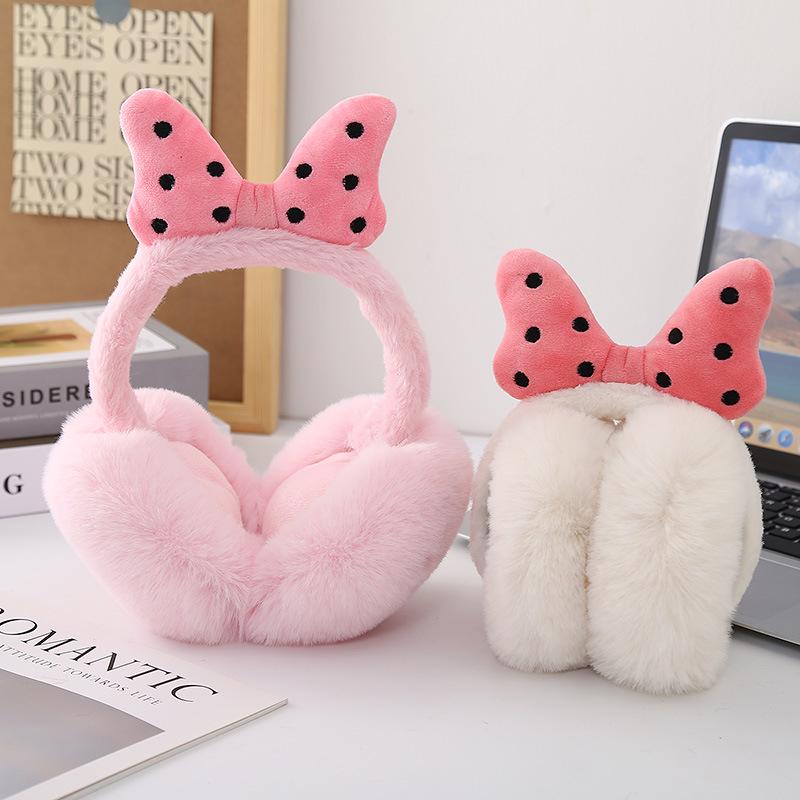 Foldable Plush Winter Earmuffs with Cute Bowknot - Thick, Warm, and Cold-Proof