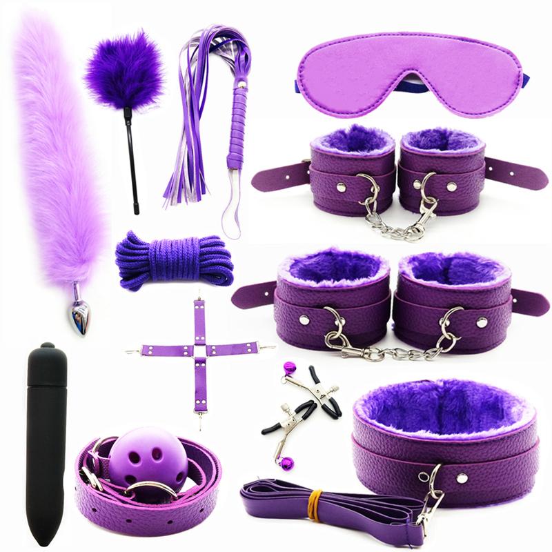 Adults Products Leather Sex Toy Kit Handcuffs Bondage Set Sex Games Bdsm Adult Toys Exotic Accessories Sex Toys for Couples