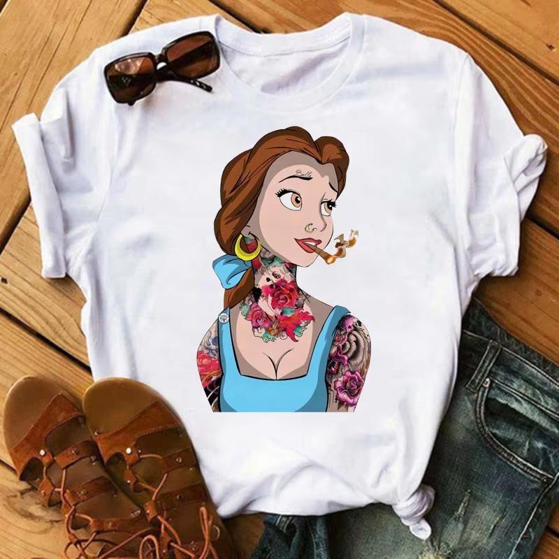 

2026 New Princess Personalized Girls Printed Womens TShirt Top Casual Loose Large Size Short Sleeve S