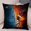 Vintage Music Note Pillowcase Decor Guitar Microphone Violin Printed Pillow Case for Home Sofa Soft Plush Cushion Cover 45x45cm