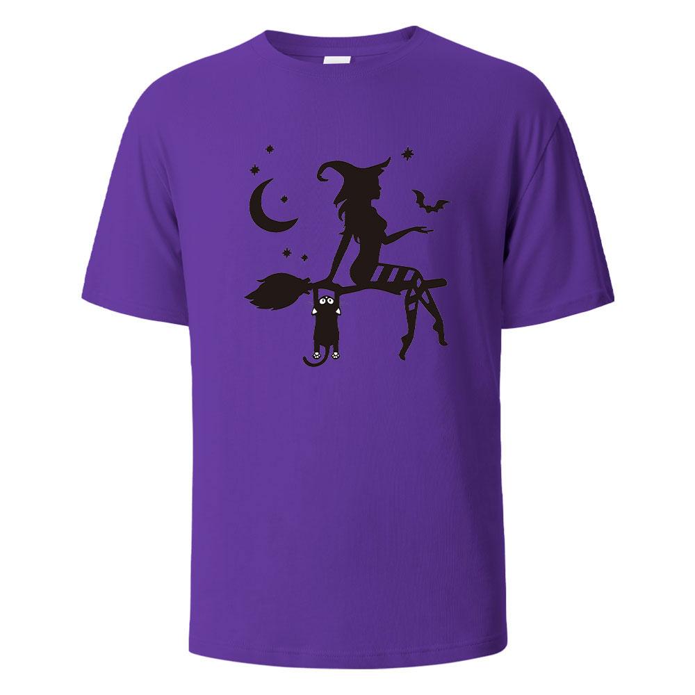 Witch Print t shirts 100 Cotton Summer Tees For Men Women Oversize Casual Tops t shirts