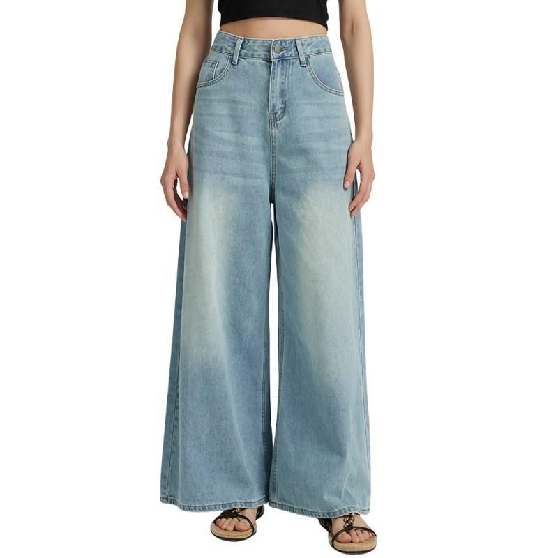 

Jeans Women s Wide Legs High Waist Drooping Pants Style XS