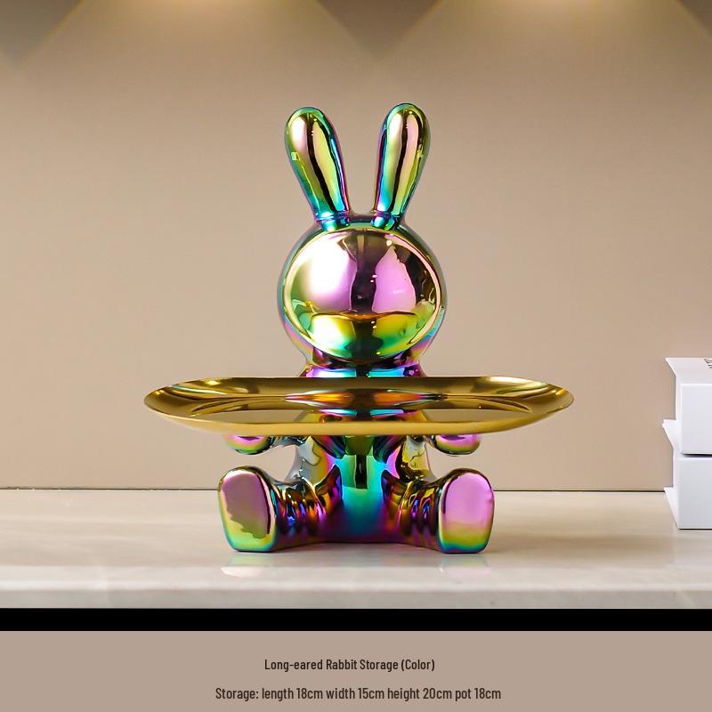 High-End Entrance Display Shelf with Key Storage and Shoe Cabinet - Featuring Violent Bear Ornaments