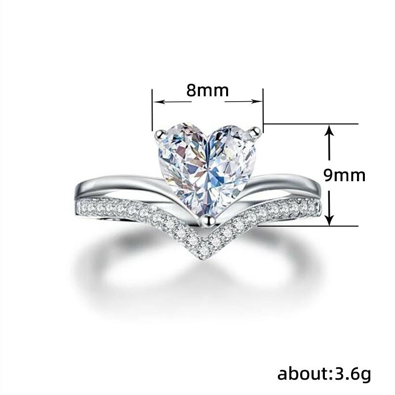 Luxury Crown Valentine'S Day Ring, Micro V-Shaped Love Ring Kuaishou Internet Celebrity