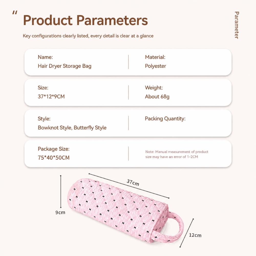 With Handle Hair Dryer Storage Bag Quilting Cotton Hair Dryer Case  Home Travel Use