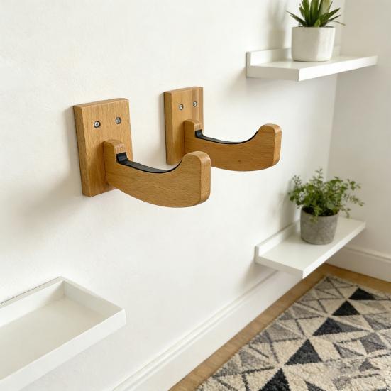 2Pcs Surfboard Wall Hanger Scratch-proof Easy Installation Surfboard Display Rack Beech Snowboard Rack Organizer