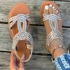 2025 High Quality Women's Shoes Elastic Band Women's Sandals Fashion Crystal Casual Sandal Swomen Summer Plus Size Flat Sandals
